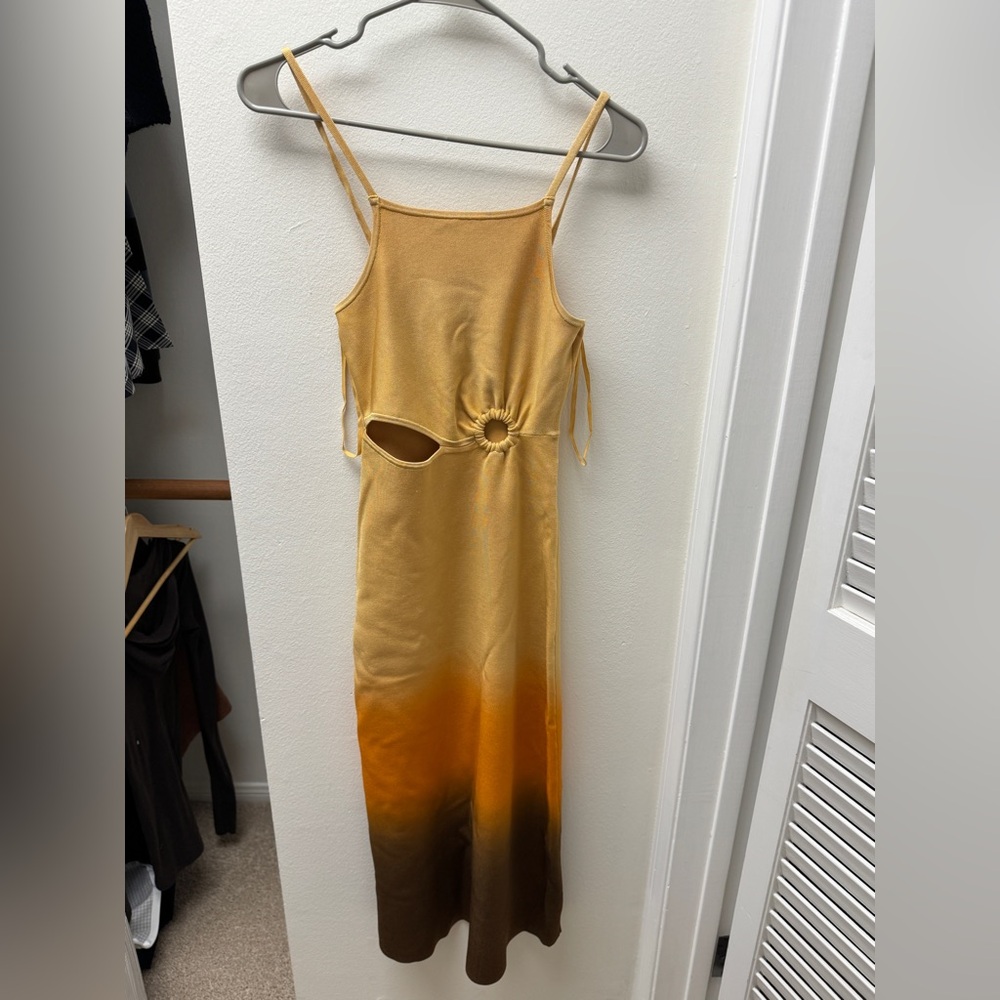 Sandro Aja Cutout Midi Dress In Orange